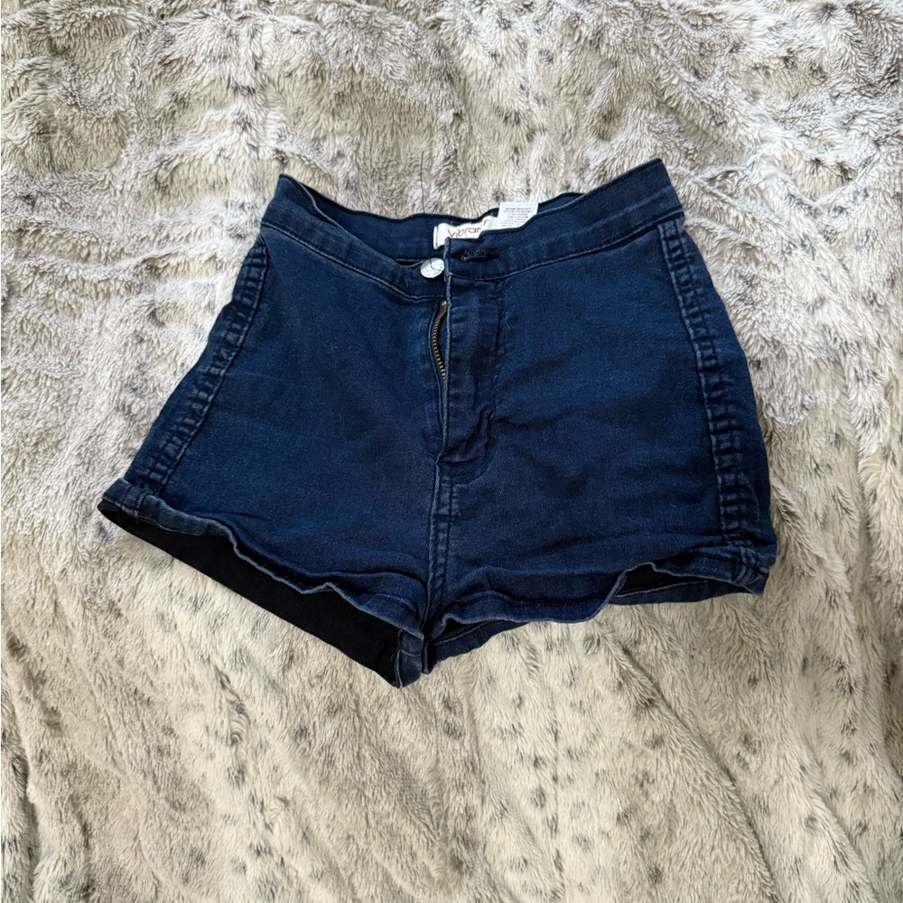 Vibrant High Waist Blue Shorts Casual Chic